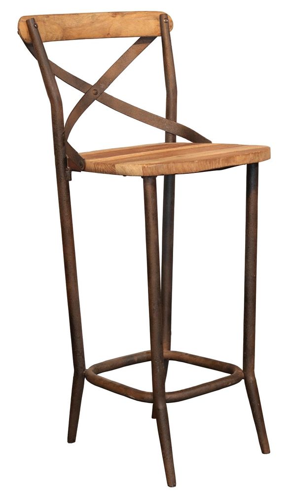 Chaises - Chaise de bar industrielle en bois et métal, design robuste et vintage - JP2B DECORATION
