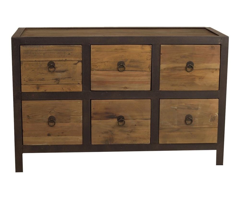 Chests of drawers - Industrial chest of drawers, 6 drawers, wood and metal, robust design - JP2B DECORATION