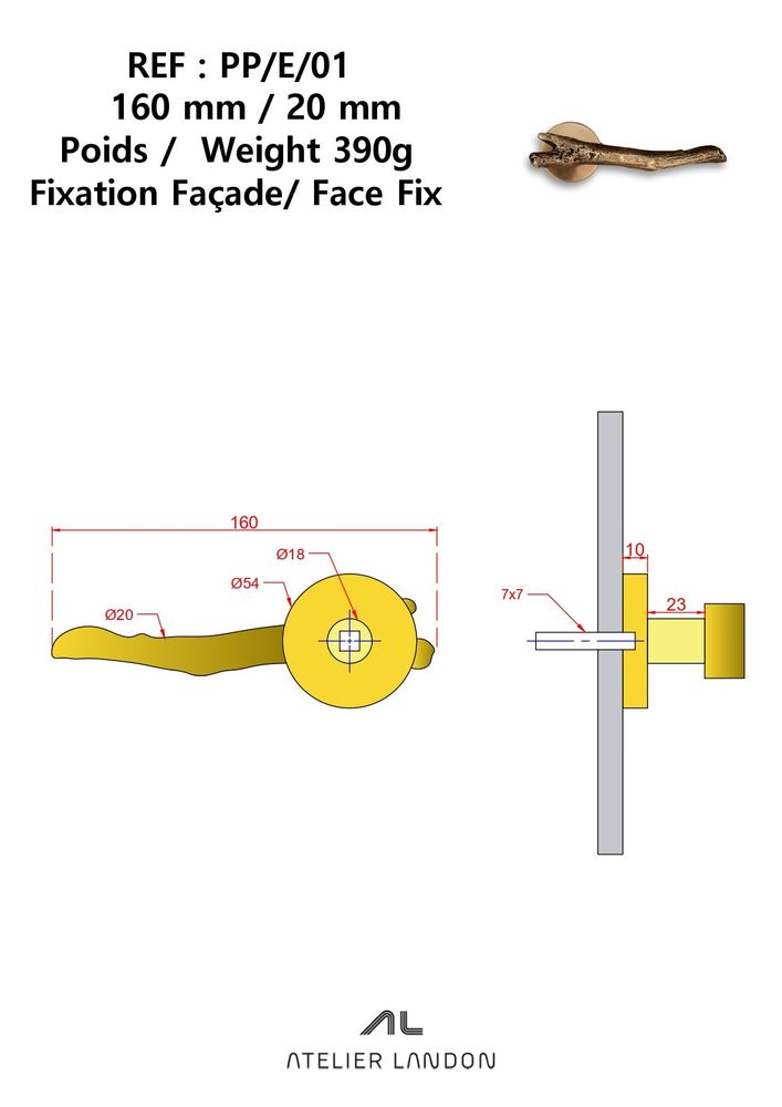 Doorknobs - Door handle PP/E/01 - ATELIER LANDON