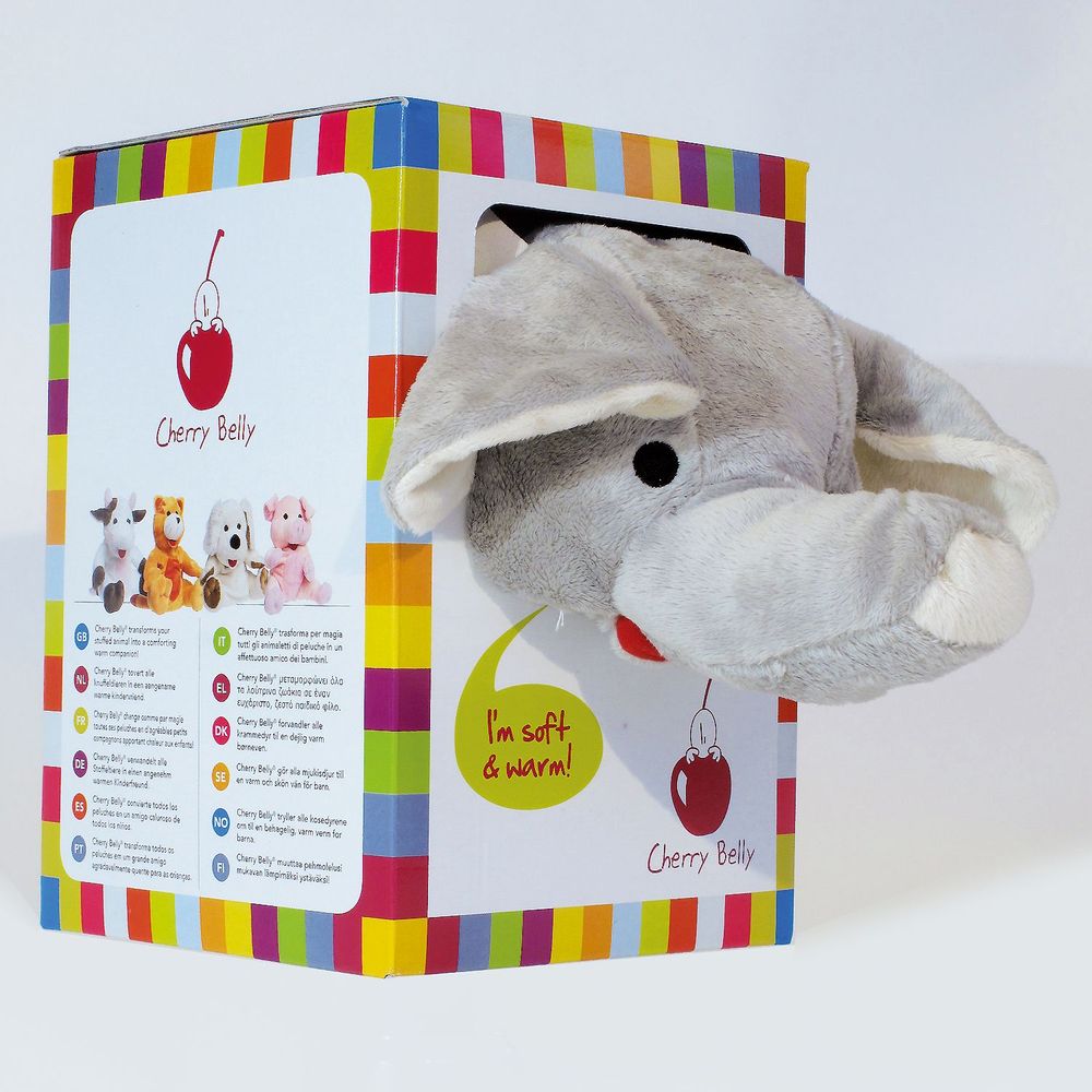Peluches - Cherry Belly Peluche Éléphant - Coussin de Noyaux de Cerise - Lavable - INATURA