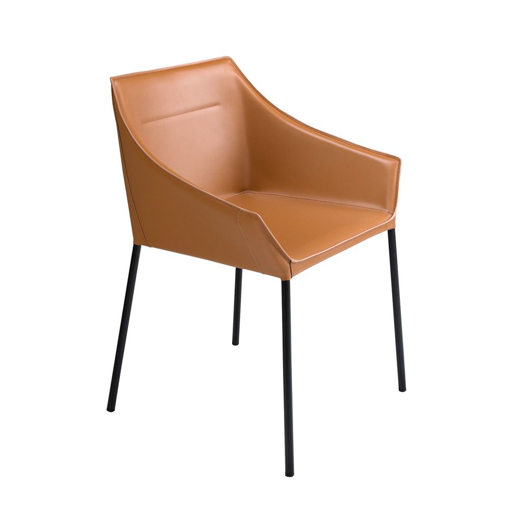 Chaises - Chaise en croûte de cuir marron - ANGEL CERDÁ
