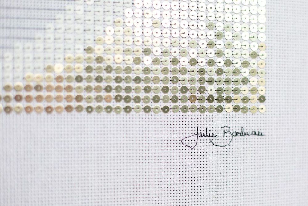 Paintings - Unique hand-embroidered mural artwork "Cercles" - JULIE BARBEAU