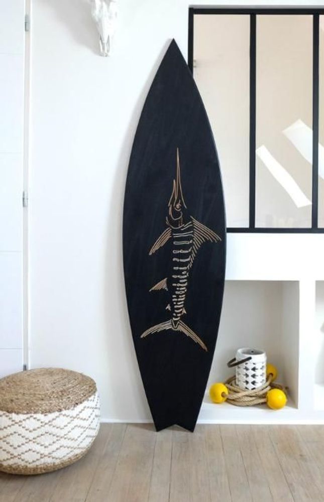 Autres décorations murales - Planche de surf décorative en bois - "Marlin" - LE COMPTOIR DE MALOW