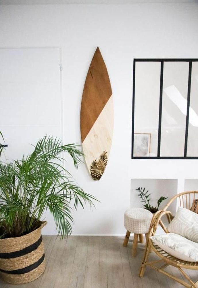 Autres décorations murales - planche de surf décorative en bois massif - "Exotic" - LE COMPTOIR DE MALOW
