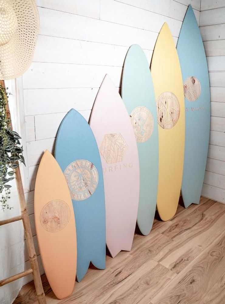 Autres décorations murales - Planche de surf décorative en bois massif à personnaliser - LE COMPTOIR DE MALOW