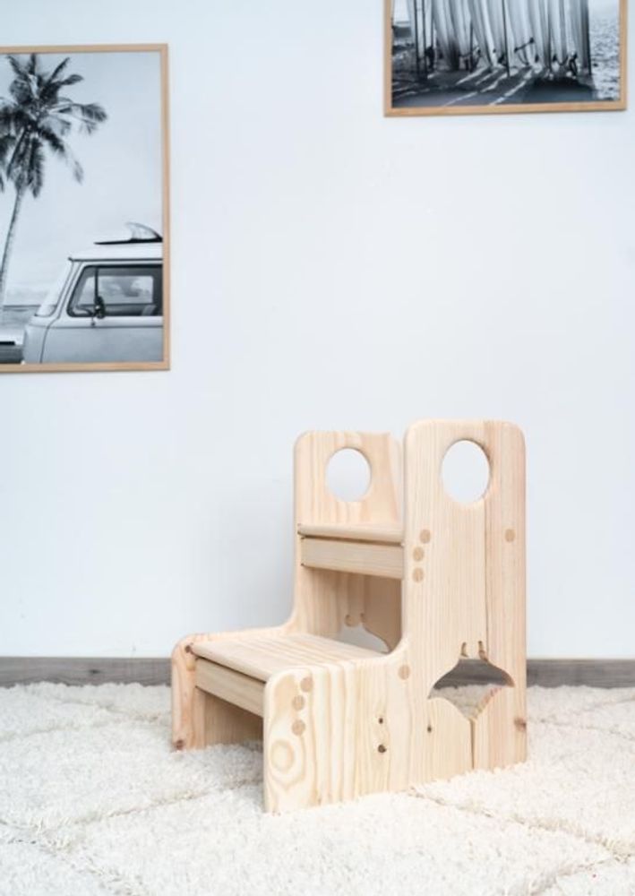 Tabourets - Tour Montessori en bois / Tabouret en bois enfant  “Raie” - LE COMPTOIR DE MALOW