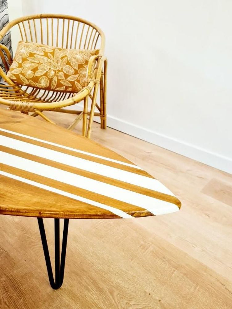 Tables basses - Table basse surfboard en bois “Seignosse” - LE COMPTOIR DE MALOW
