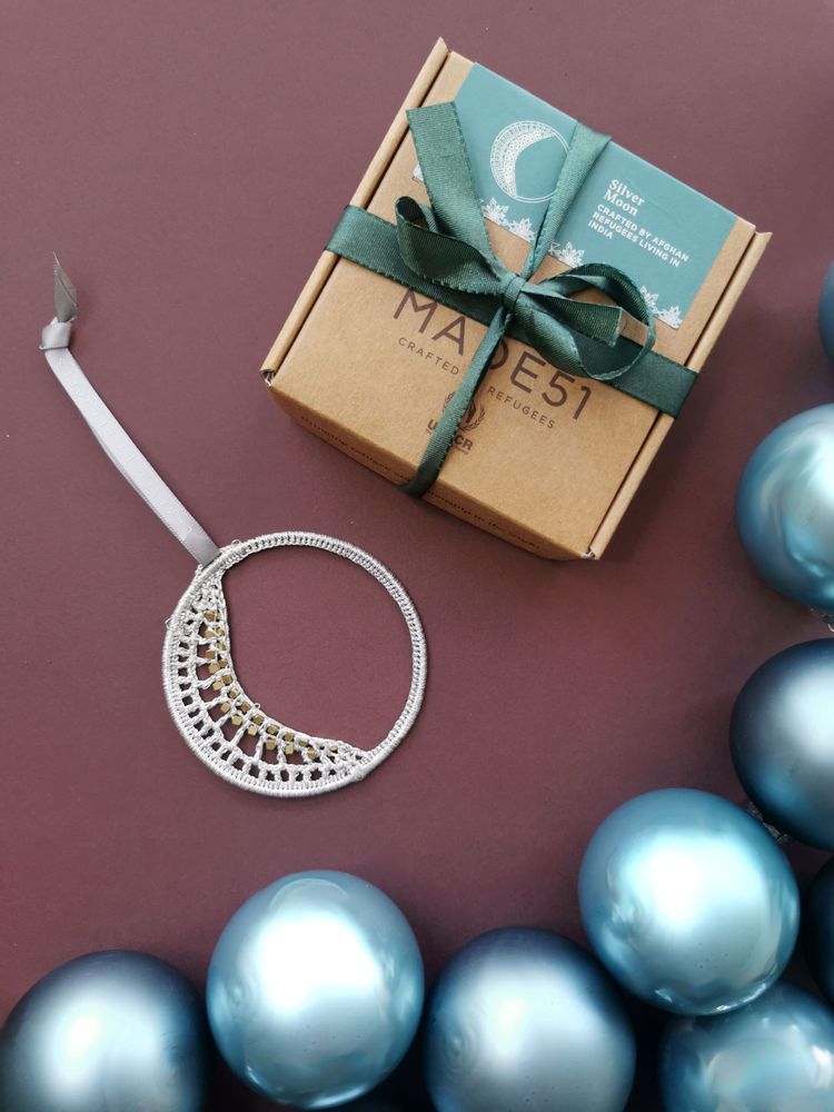 Christmas garlands and baubles - Silver Moon Ornament - UNHCR/MADE51