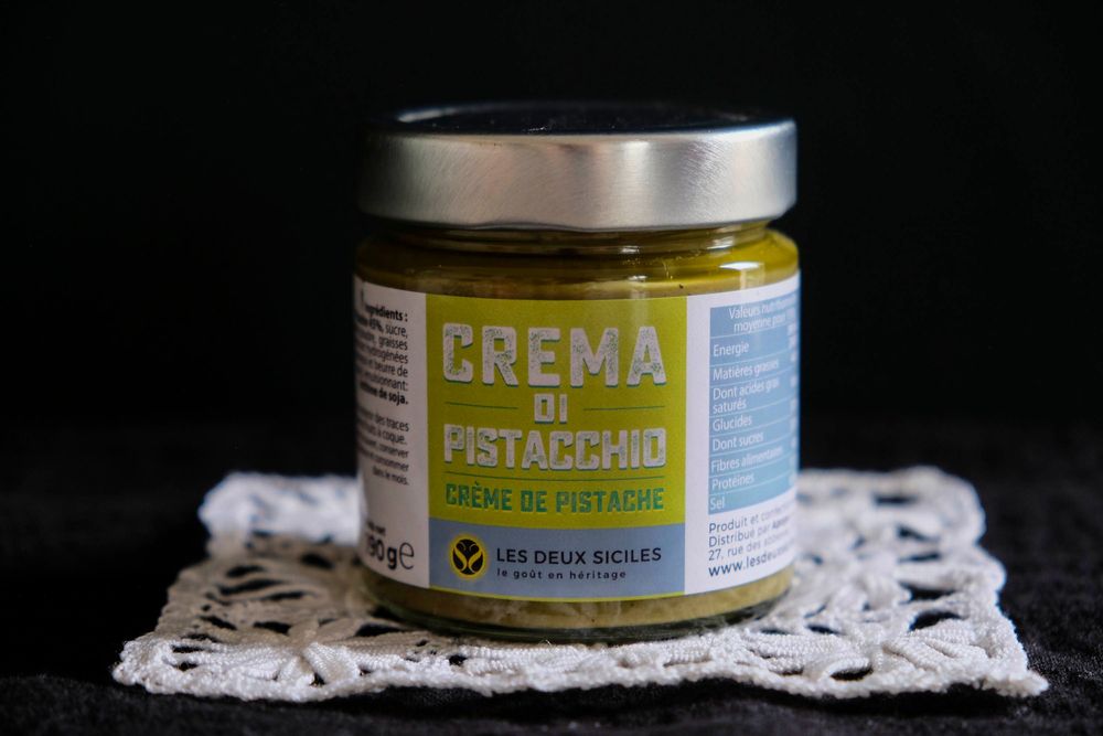 Confiserie - Crème de pistache artisanal , 45 % de pistache de Sicile - LES DEUX SICILES