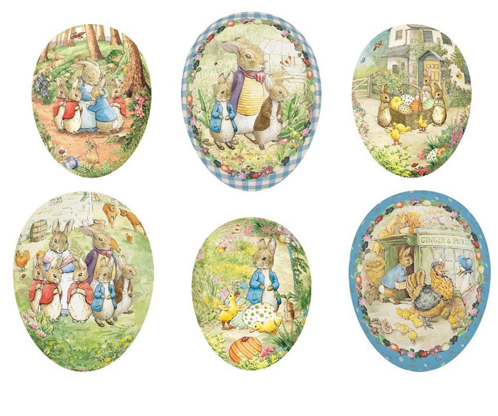 Caskets and boxes - Easter Cardboard Egg 15 cm with Beatrix Potter Design - NESTLER GMBH FEINKARTONAGEN