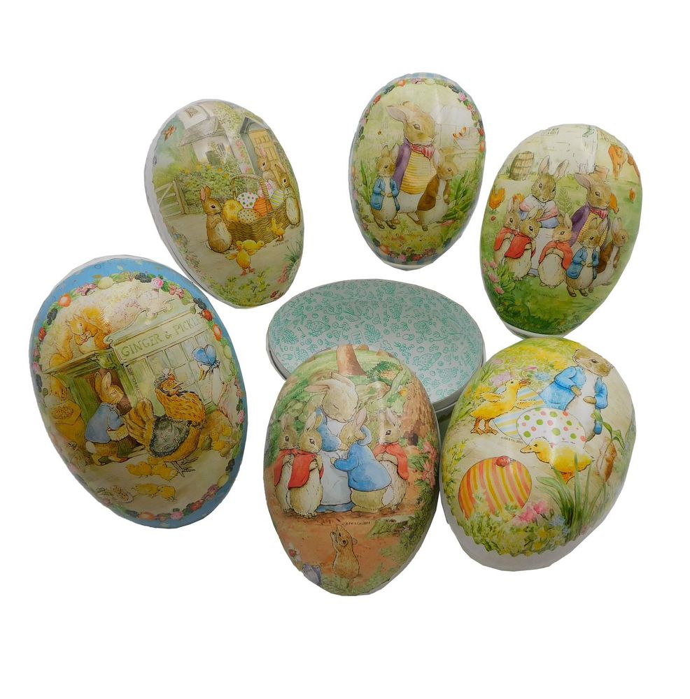 Caskets and boxes - Easter Cardboard Egg 15 cm with Beatrix Potter Design - NESTLER GMBH FEINKARTONAGEN