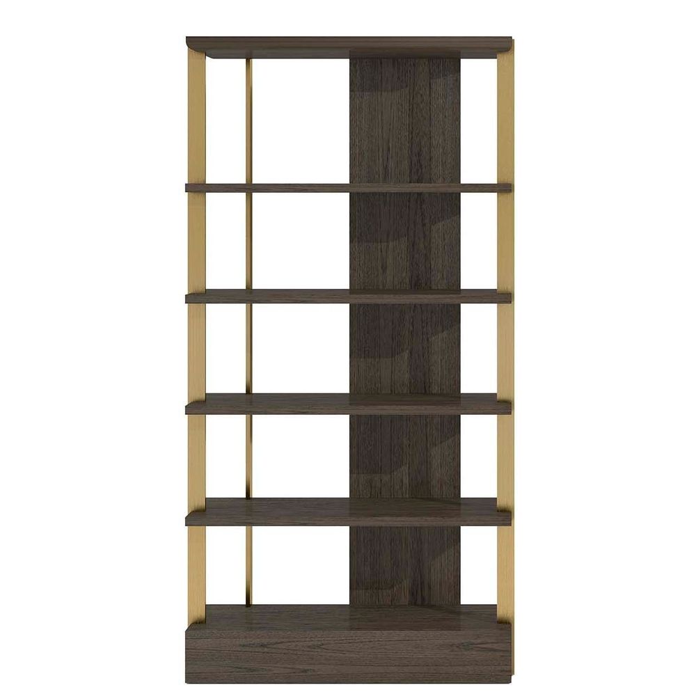 Bibliothèques - BIBLIOTHÈQUE NOBLESSE EN MDF ET ACIER INOXYDABLE 112x41x218CM - ETHAN CHLOE