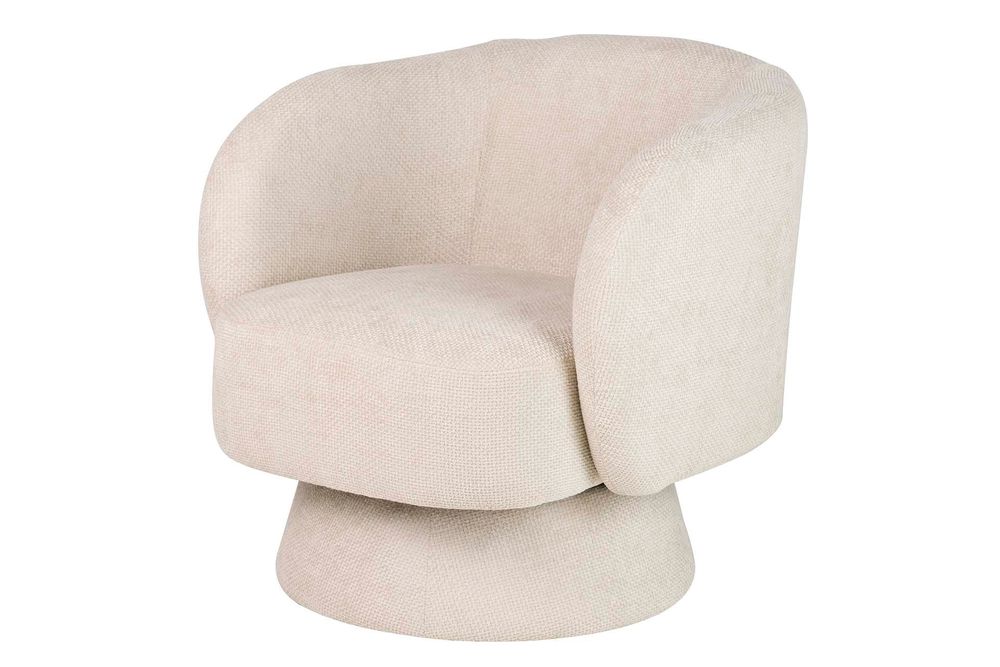 Fauteuils - FAUTEUIL PIVOTANT ALBA EN CHENILLE BIEGE 78x80x77 CM - ETHAN CHLOE