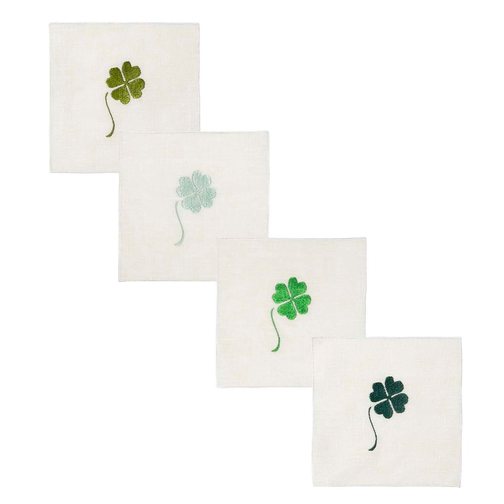 Linge de table textile - Cocktail Quadro à 4 Feuilles - Set de 4 (avec 4 verts different verts) - LA GALLINA MATTA