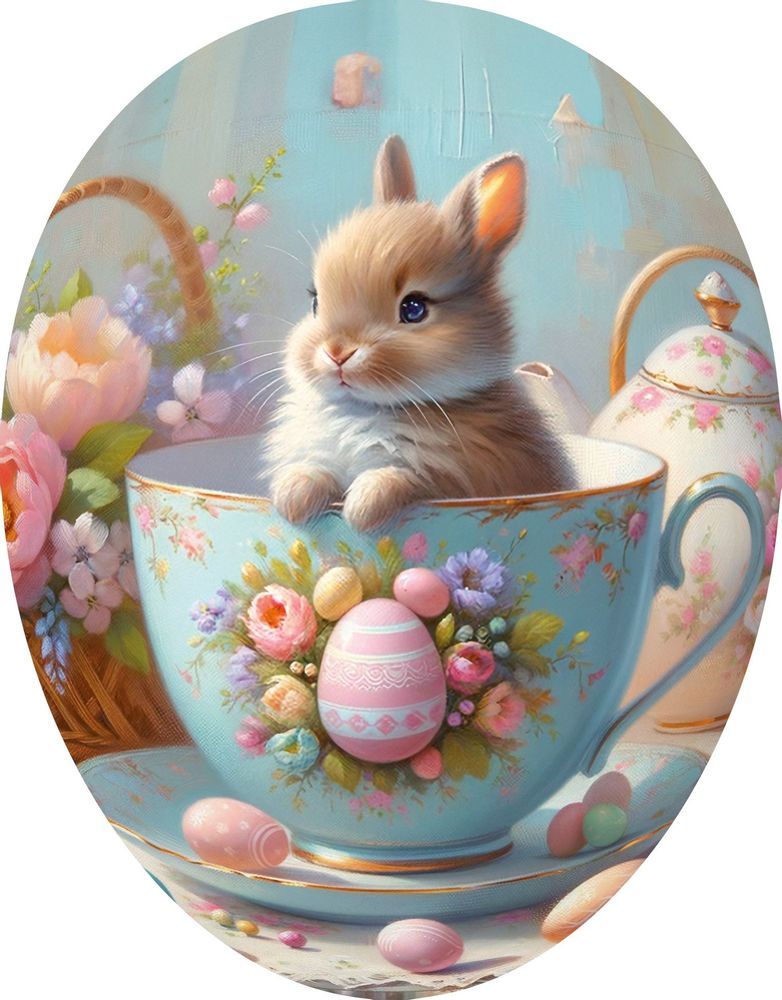 Gifts - Easter egg  'Rabbits' 18 cm - NESTLER GMBH FEINKARTONAGEN