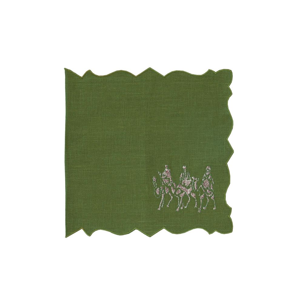 Linge de table textile - Serviette Angelina avec les Trois Rois Mages - LA GALLINA MATTA