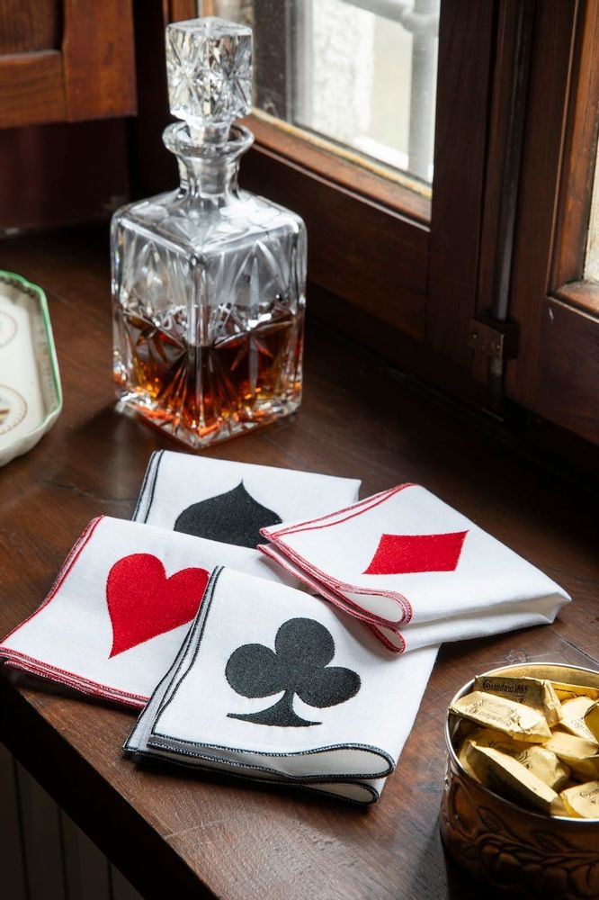 Table linen - Napkin Square Suits of the Cards - Set of 4 - LA GALLINA MATTA