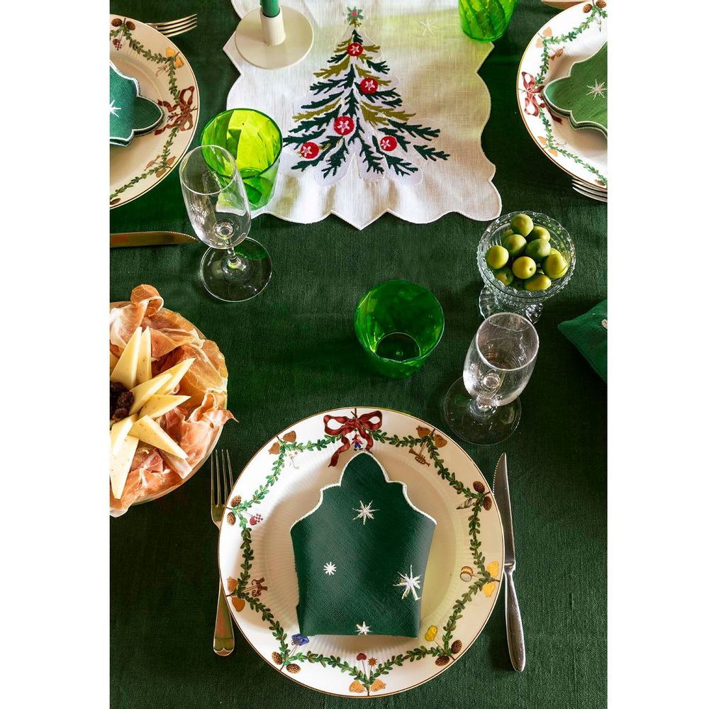 Table linen - Coated Linen Runner Double Christmas Tree - LA GALLINA MATTA
