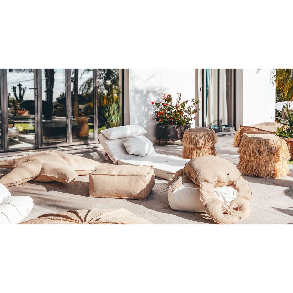 Equipements espace extérieur - Coussin de sol extérieur en tissu effet raphia M - MX HOME