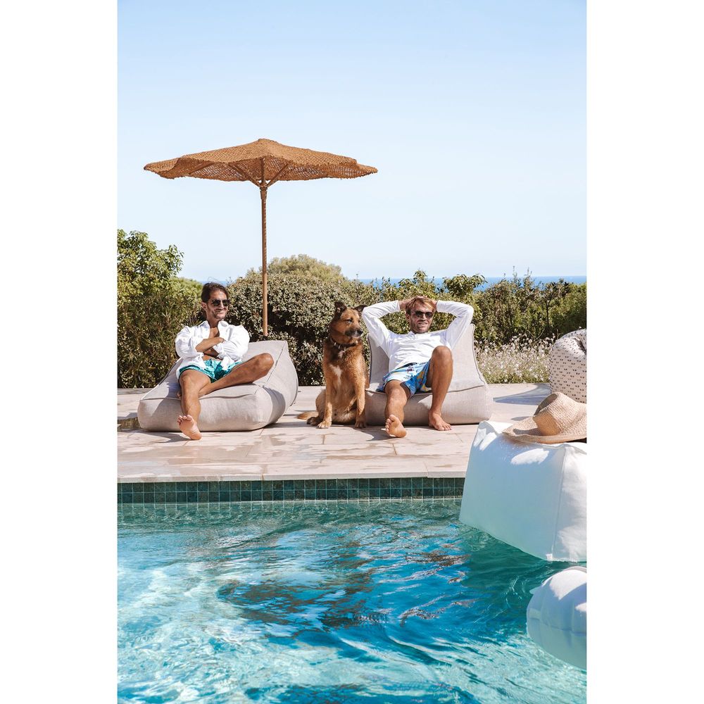 Transats - Bain de soleil extérieur déhoussable en tissu effet lin - MX HOME