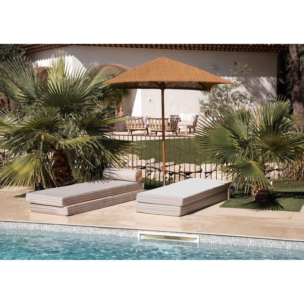 Equipements espace extérieur - Matelas extérieur réversible recto rayé & verso raphia - Double - MX HOME