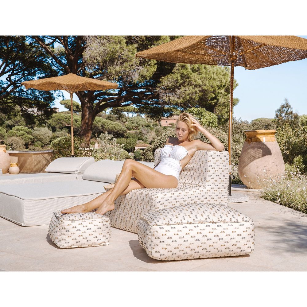 Fauteuils de jardin - Chauffeuse modulable en tissu blanc poils multi couleur - MX HOME