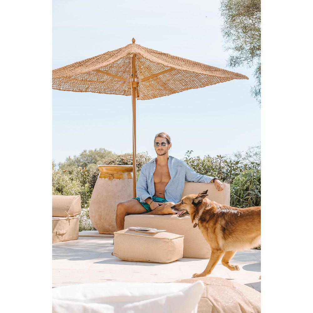 Fauteuils de jardin - Chauffeuse extérieur déhoussable modulable en tissu effet raphia - MX HOME