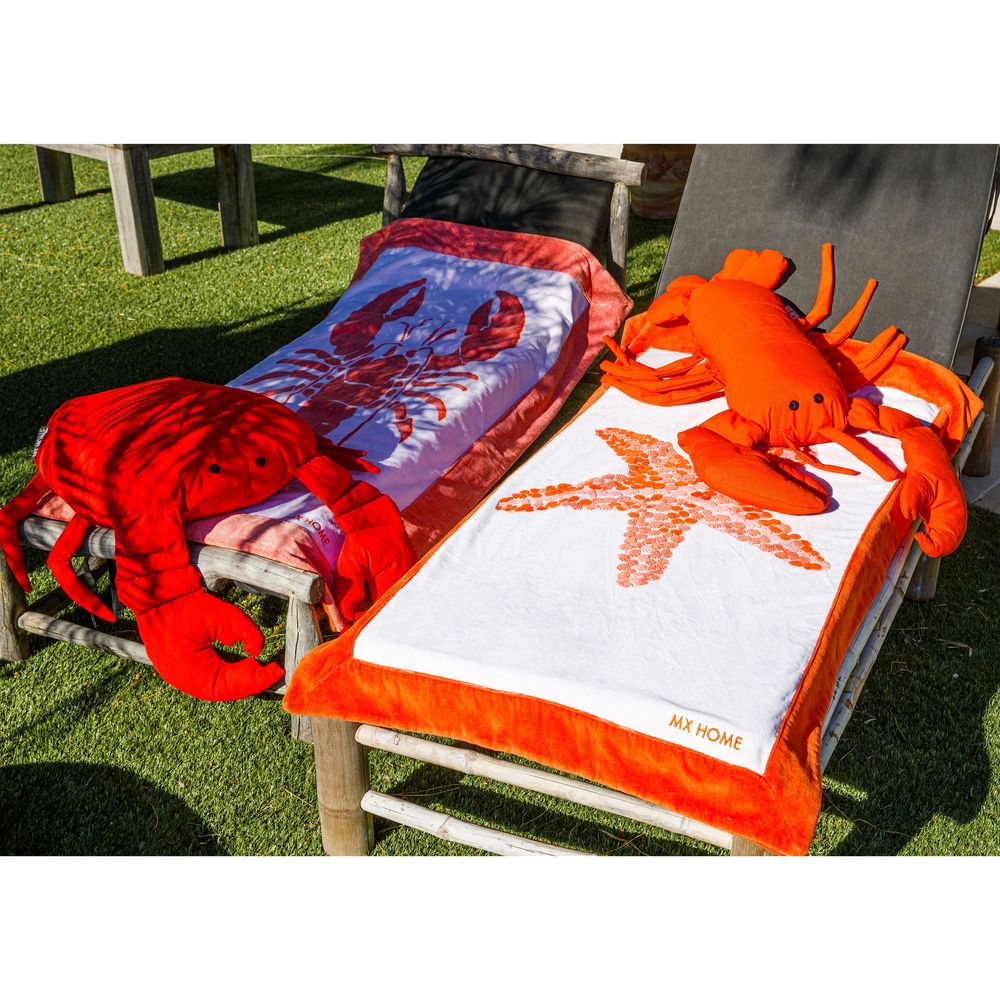 Outdoor decorative accessories - Bright orange lobster outdoor cushion - MX HOME