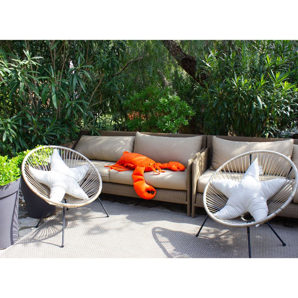 Outdoor decorative accessories - Bright orange lobster outdoor cushion - MX HOME