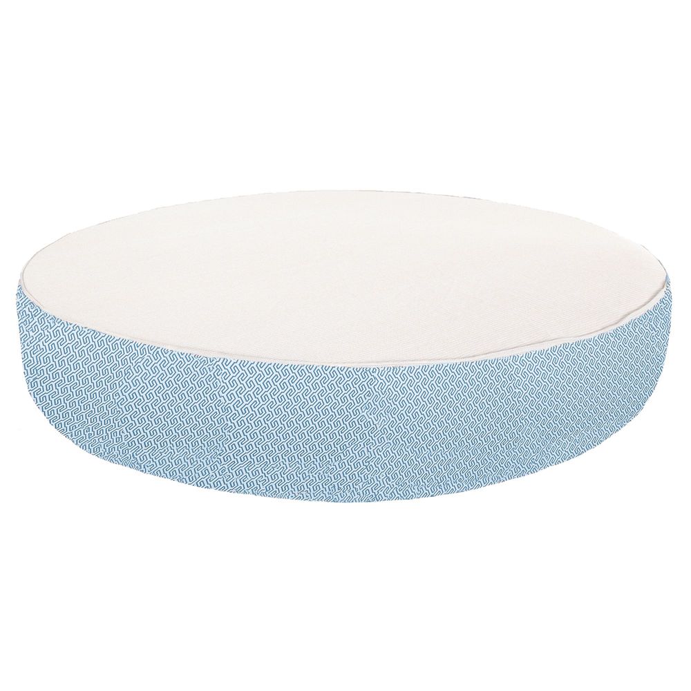 Equipements espace extérieur - Lit bain de soleil extérieur en mousse rond blanc a motif bleu - MX HOME