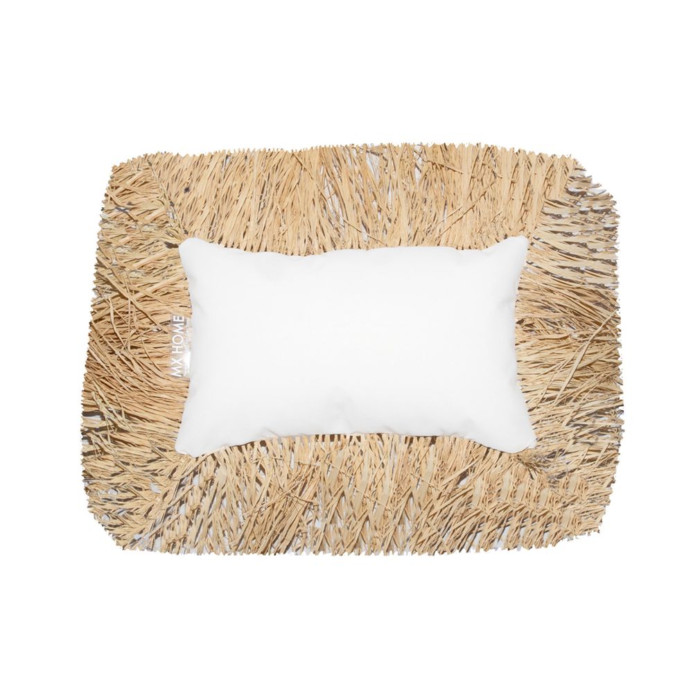 Outdoor decorative accessories - Long white outdoor cushion with fringe - MX HOME