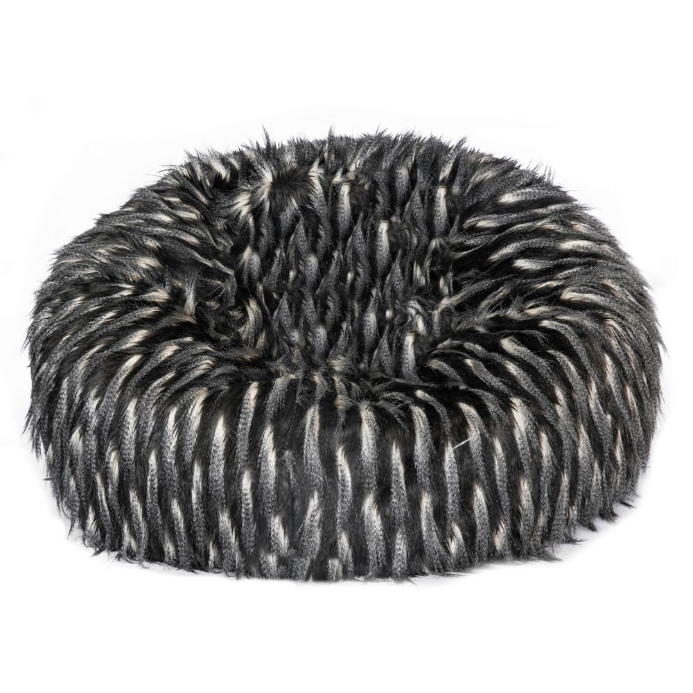 Chaises de jardin - Pouf en fausse fourrure noire et blanche - MX HOME