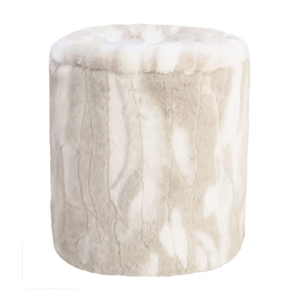 Chaises de jardin - Pouf en fausse fourrure beige et blanche - MX HOME