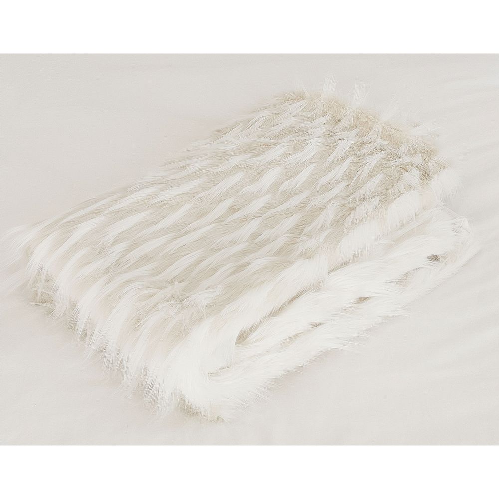 Garden textiles - White and beige faux fur throw - MX HOME