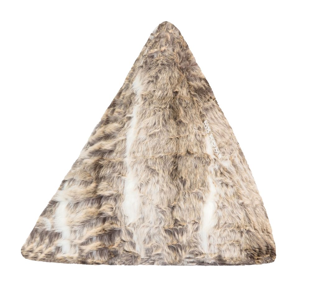 Outdoor decorative accessories - Light brown faux fur pyramid cushion - MX HOME