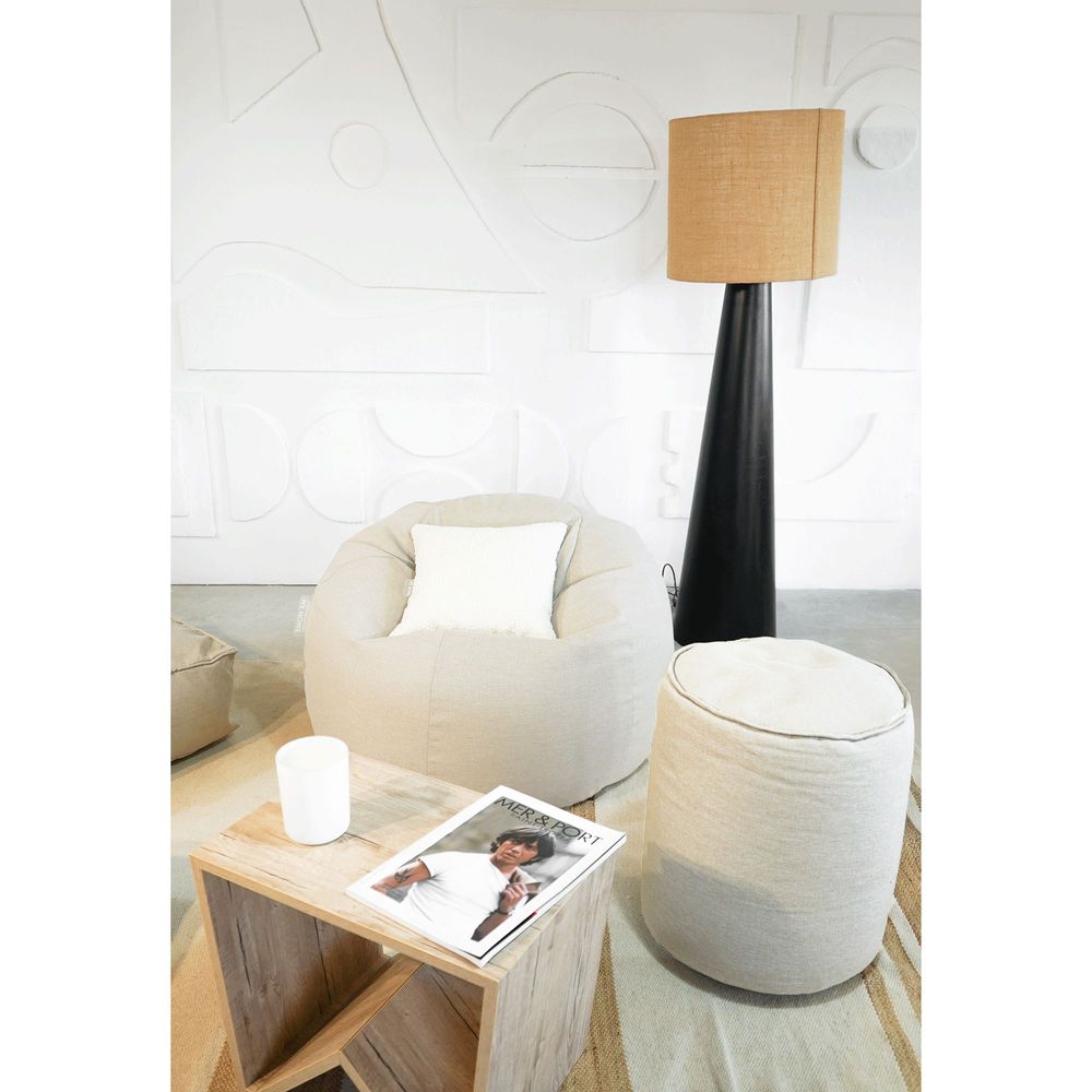 Chaises de jardin - Tabouret déhoussable repose pieds en lin naturel - MX HOME