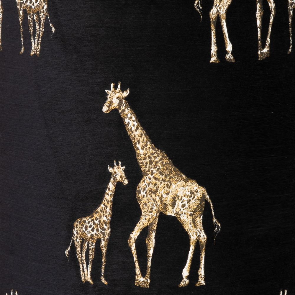 Chaises de jardin - Pouf en velours noir avec girafes brodées - MX HOME
