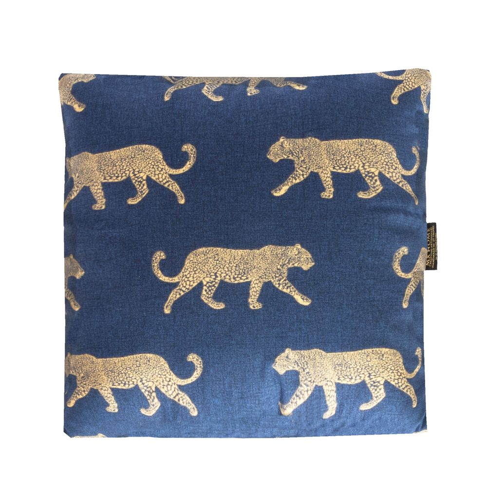 Accessoires de déco extérieure - Coussin en coton bleu cyan motif tigre or - MX HOME
