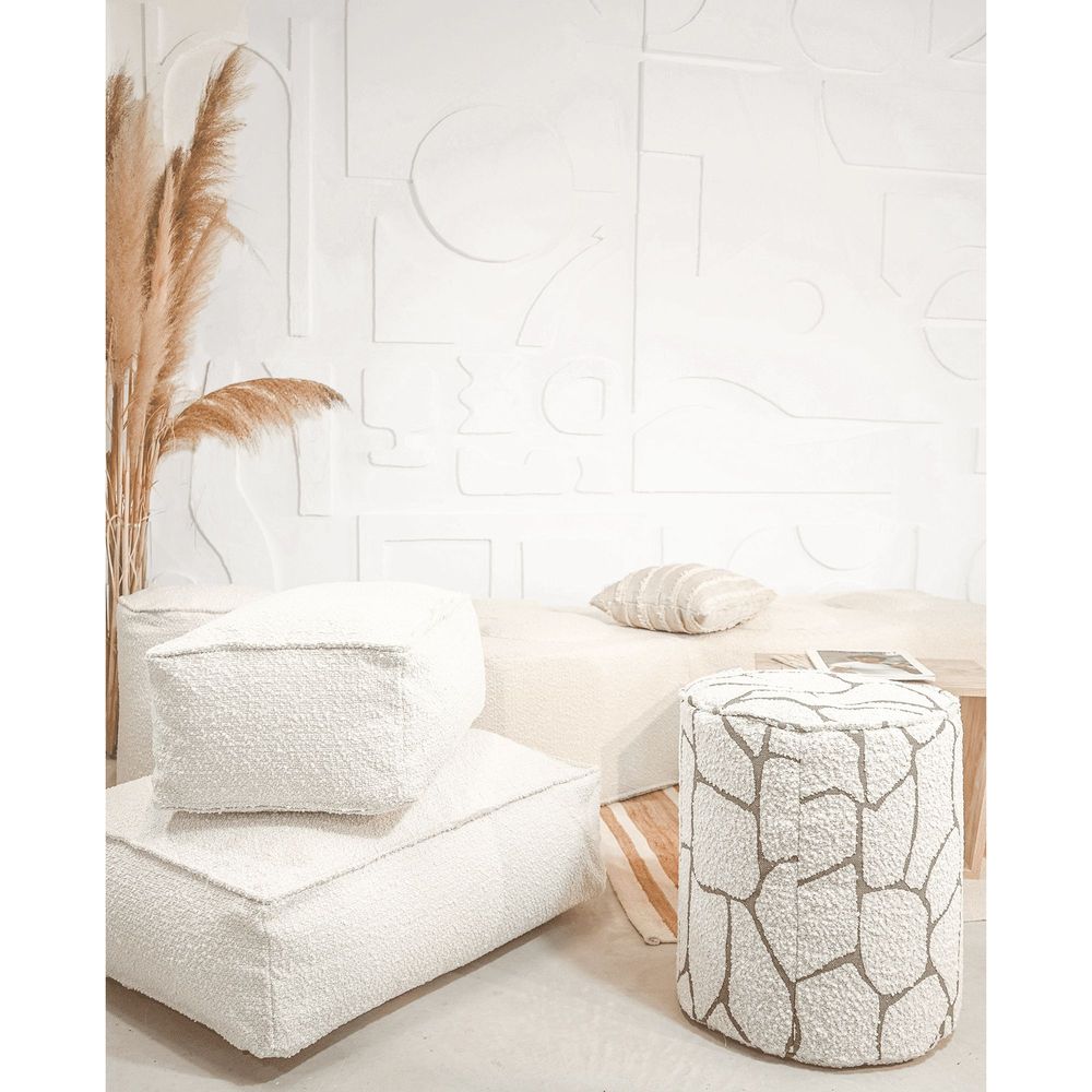 Chaises de jardin - Tabouret déhoussable repose pieds en laine bouclé design - MX HOME