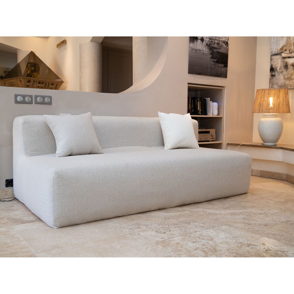 Canapés de jardin - Canapé banquette modulable - Déhoussable 3 places - Lin naturel - MX HOME