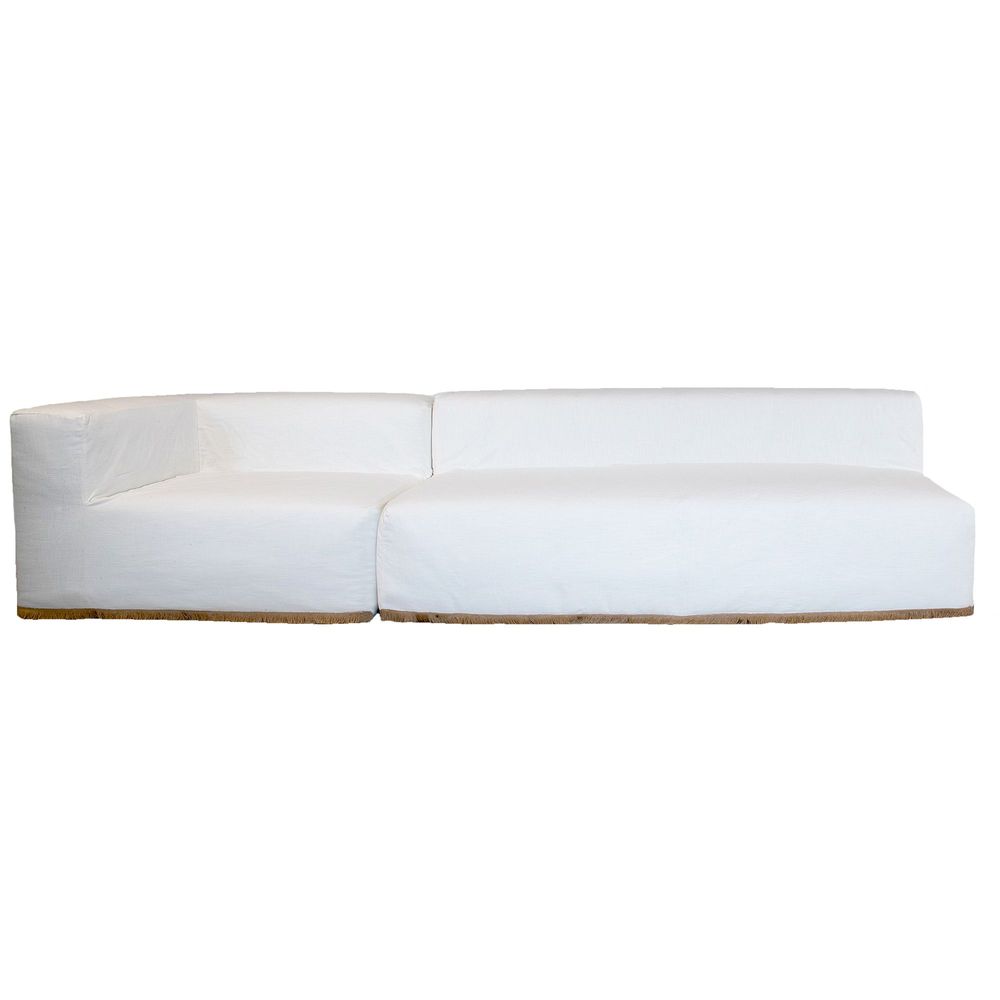 Canapés de jardin - Canapé modulable - Déhoussable 4/5 places - Coton lavé avec frange - MX HOME