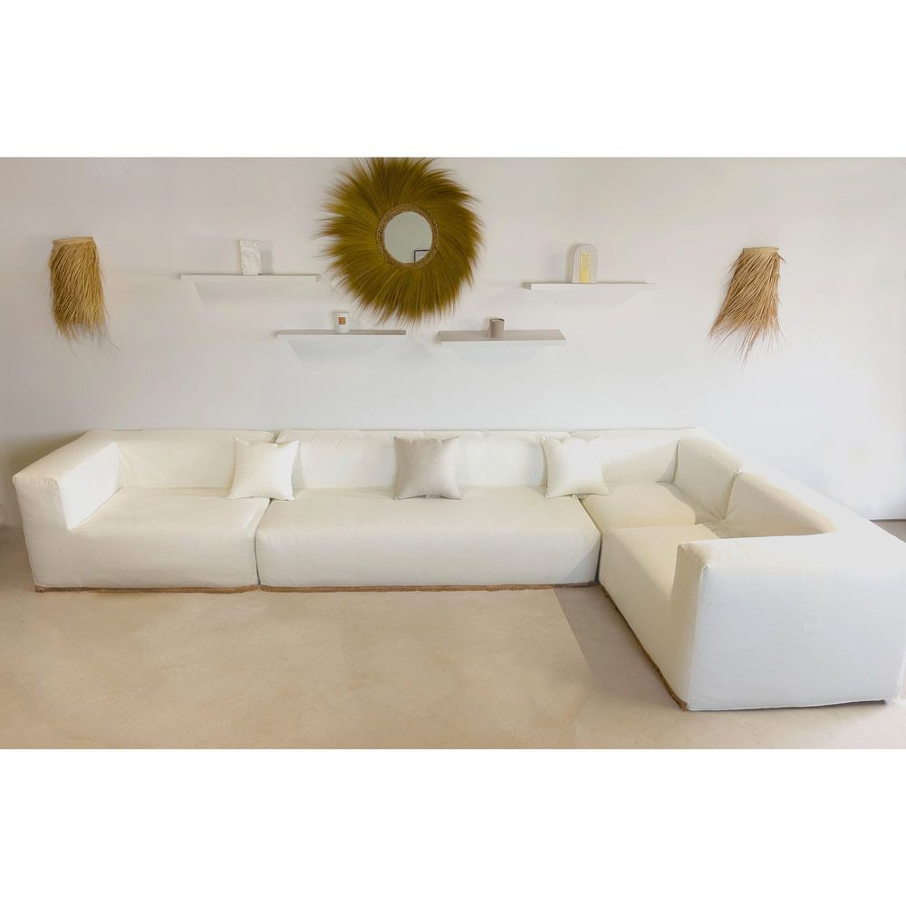 Lawn sofas   - Modular corner sofa - Removable cover 5/6 seats Cotton Fringes - MX HOME