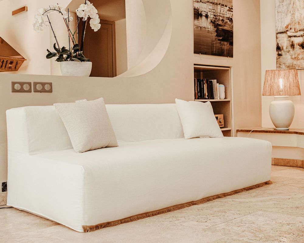 Canapés de jardin - Canapé modulable banquette - Déhoussable 3 places- Coton franges - MX HOME