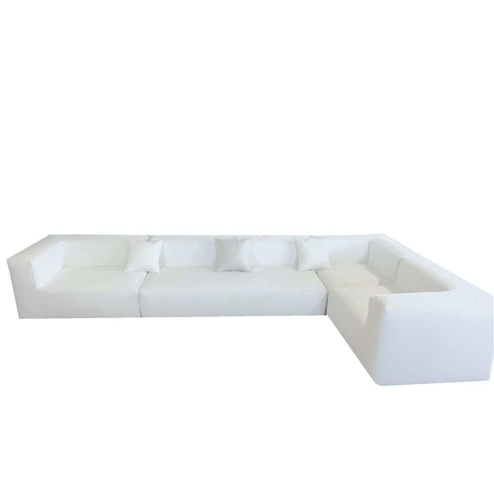 Lawn sofas - Modular corner sofa - Removable 5/6 seater cover - Natural linen - MX HOME