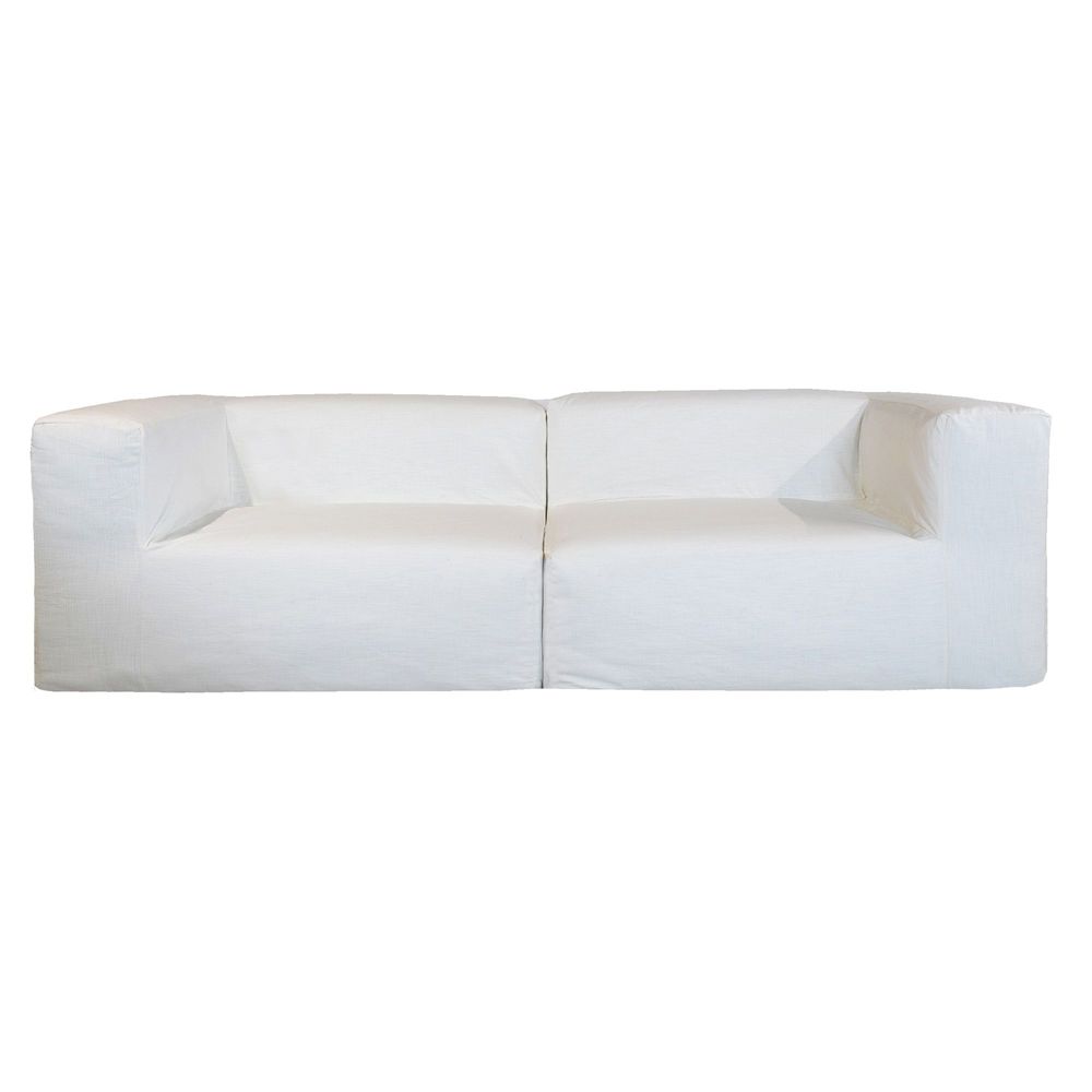Lawn sofas - Modular sofa - Removable 3-seater cover - White washed cotton - MX HOME