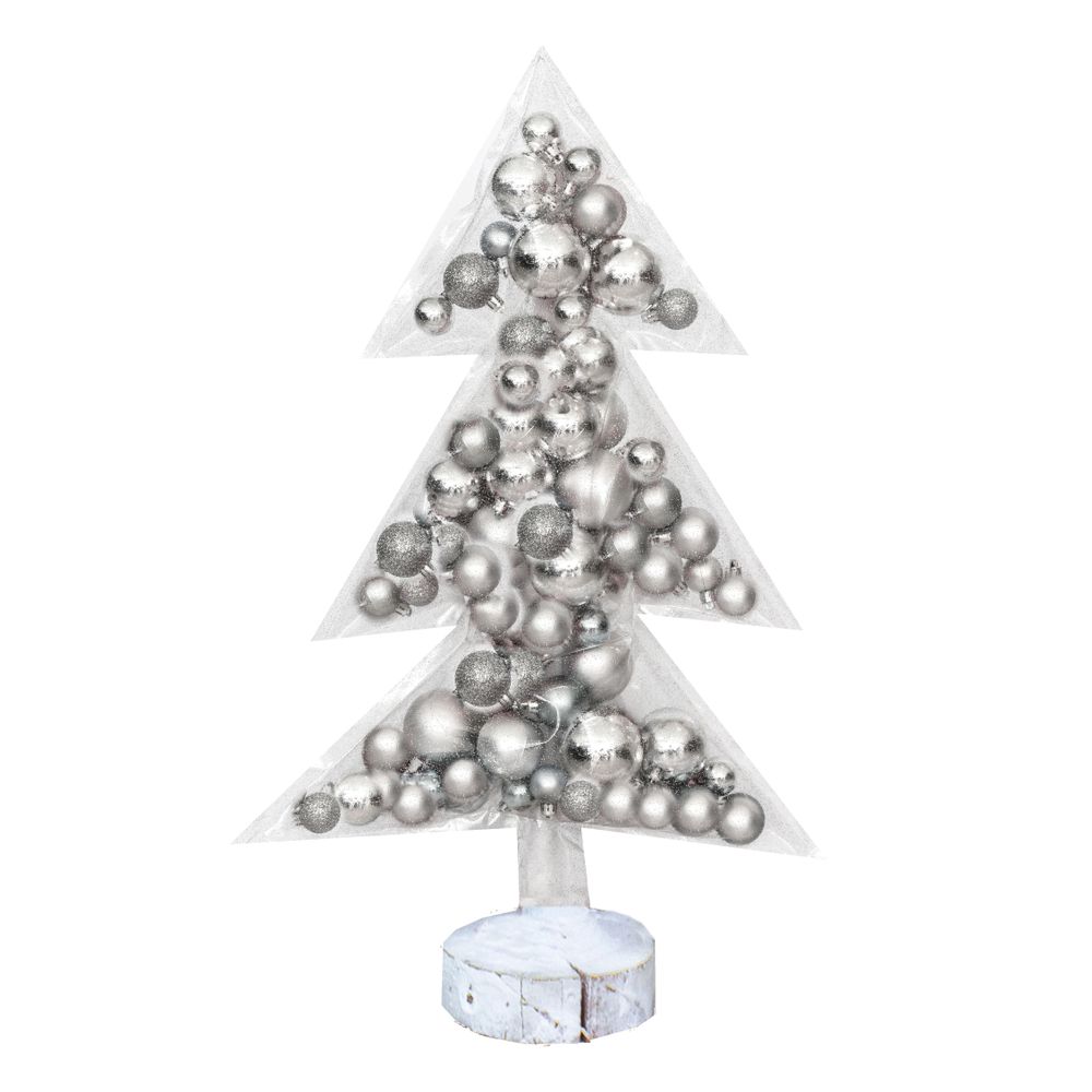 Other Christmas decorations - Transparent Christmas tree with silver Christmas baubles 70cm - MX HOME
