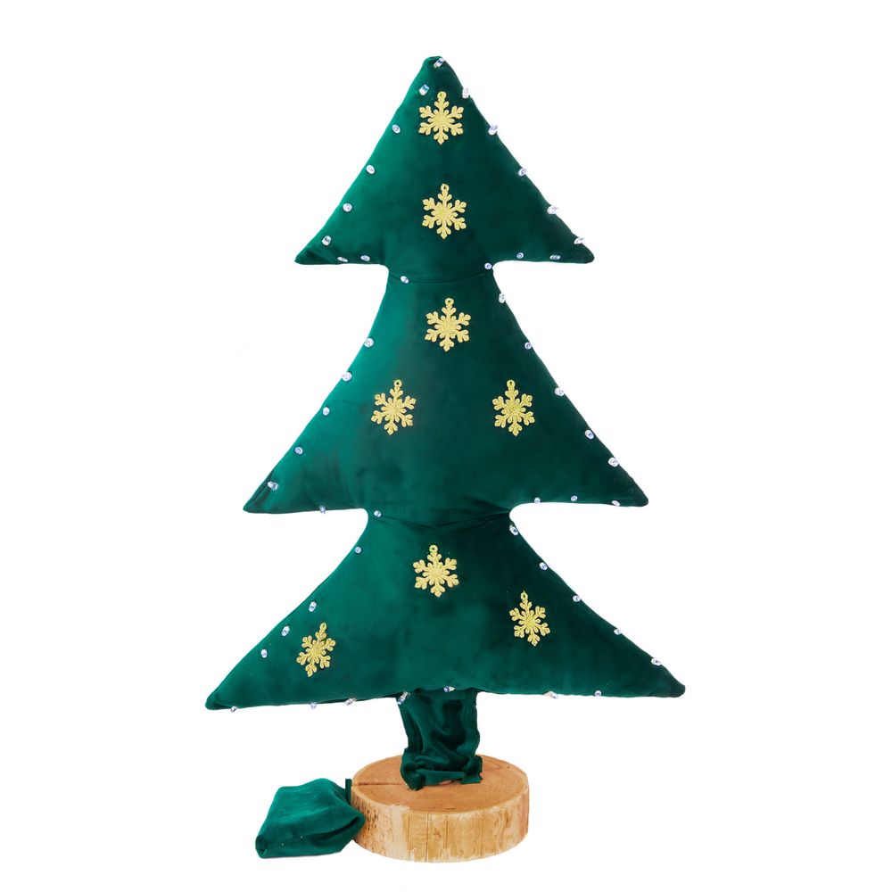 Other Christmas decorations - Luminous Christmas tree in green velvet with gold flakes 70Cm - MX HOME
