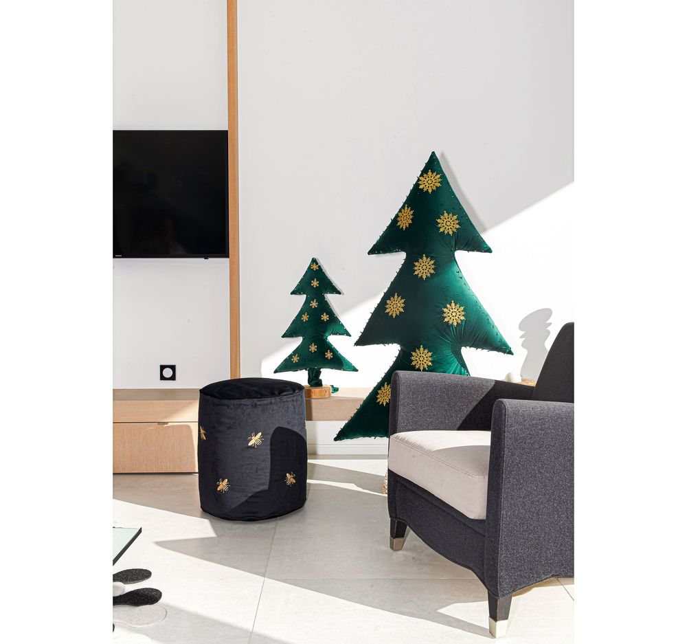 Autres décorations de Noël - Sapin de noël lumineux en velours vert avec flocons Or 150cm - MX HOME
