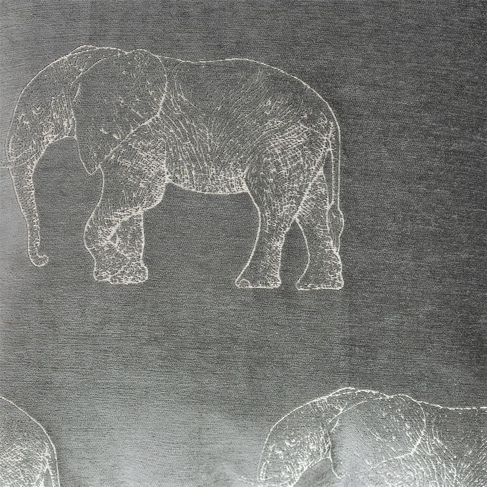 Chaises de jardin - Pouf en velours gris avec éléphants brodées - MX HOME