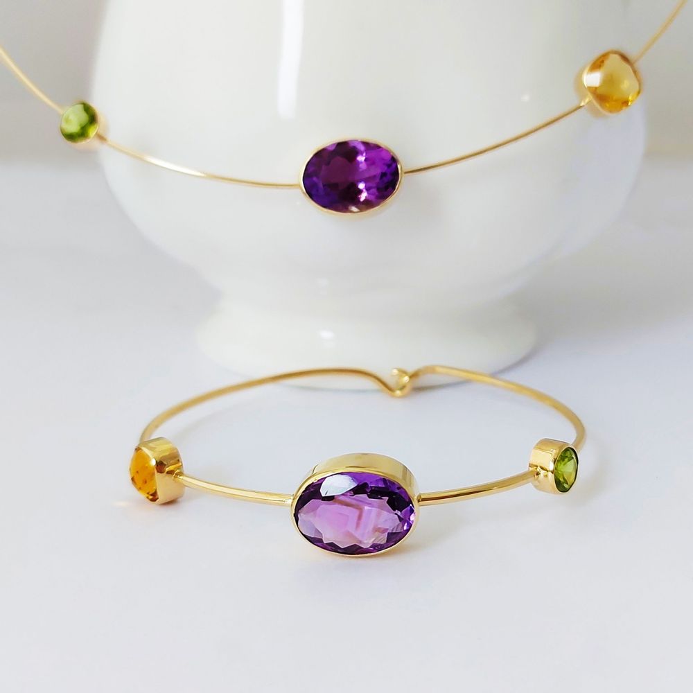 Bijoux - Bracelet avec améthyste, péridot et citrine "Anne" - WAGNER ARTE